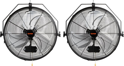VEVOR Wall Mount Fan, 2 PCS 18 inch Waterproof, 3-speed High Velocity Max. 4000 CFM Industrial Wall Fan for Indoor, Commercial, Residential, Warehouse, Greenhouse, Workshop, Basement, Garage,Black
