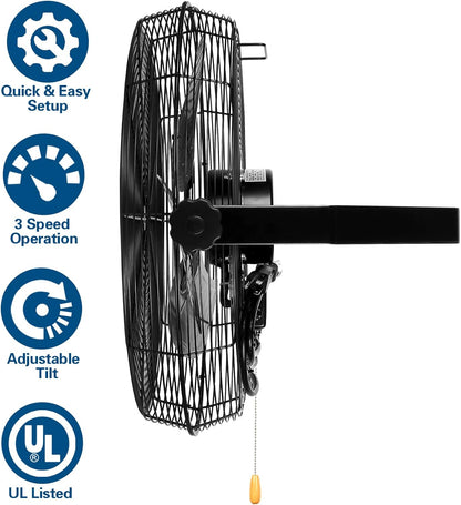 BILT HARD 20 inch Industrial Wall Fan, 4600 CFM, 3-Speeds High Velocity Wall Mount Fan with Sealed Motor, 2 Pack