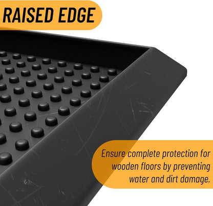 Ottomanson Indoor/Outdoor Boot Tray Non-Slip Doormat Modern Entryway Mat for Entryway Patio Backyard Garage, 17.5" x 27", Black