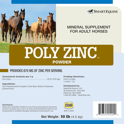 Uckele by SmartEquine Poly Zinc Powder | Zinc Supplement for Horses | Hoof Care Vitamins and Minerals | Supports Bone and Hoof Wellness | Equine Skin Coat Supplement | 10 lb