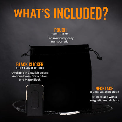 Black Dog Clicker with Necklace (3 Pack) - Clickers for Pet Training - Dog Training & Behavior Aids Easy to Carry with You Anywhere - Teach Your Dog Tricks or Reward His Behavior