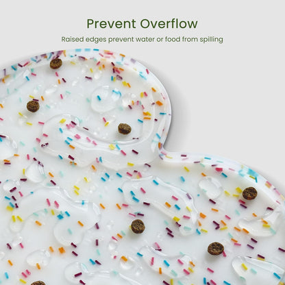 Dog Food Mat Anti-Slip Silicone Dog Bowl Mat Thicker Pet Placemat Waterproof Cat Feeder Pad with Raised Edge Puppy Kitten Feeding Mats Suitable Small Medium-Sized Dogs Cats Eating Tray