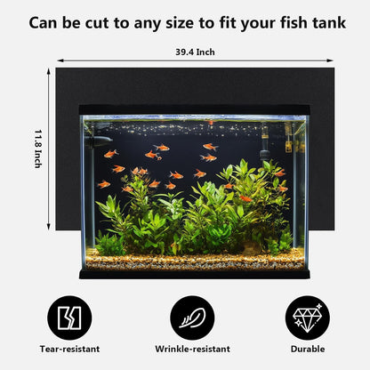 Aquarium Background Paper Decor Fish Tank Backdrop Wallpaper Electrostatic Adhesive, No Glue, Easy to Install, Reusable (11.8“H×39.4”L, Black)