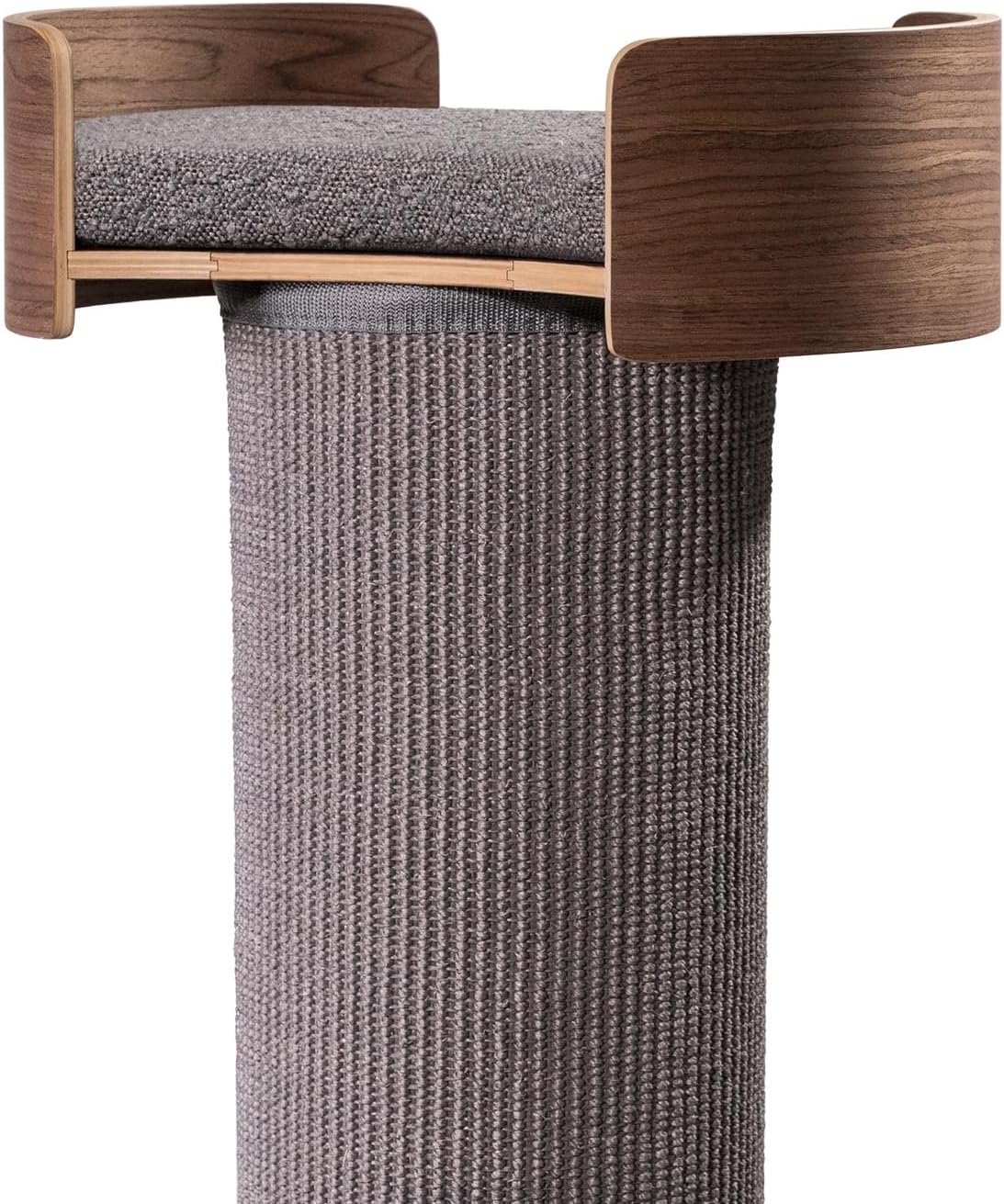 ONE FAST CAT - Giant Scratching Tower w/Perch - 44.5" Height with Replaceable Sisal and Removable Bed - Walnut