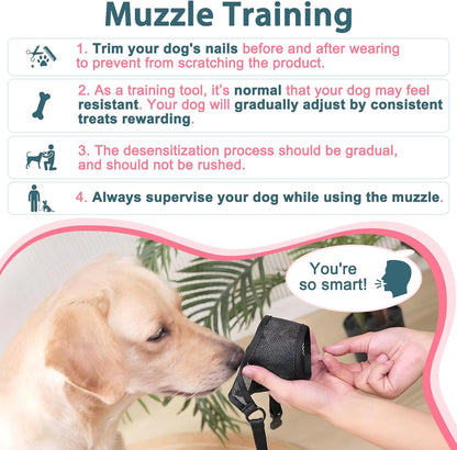 LUCKYPAW Dog Muzzle, Mesh Muzzle for Large Medium Small Dogs, Soft Mouth Guard for Biting Chewing, Breathable Mouth Guard with Adjustable Strap for Training(Hot Pink, L(Snout:9.75"-11"))