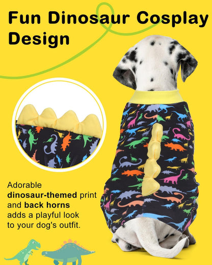 CuteBone Dinosaur Costume Dog Pajamas, Stretchy Spandex Crystal Velvet Sleepwear Coat for Small Dogs, Soft & Warm Pet Outfit Clothes for Cold Weather, Cozy Pullover Design COSP01L