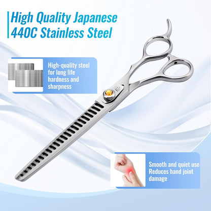 Fenice Professional Dog Grooming Scissors: 7.5 inch Chunker Shears for Dogs Trimming Made Of Japanese 440C Stainless Steel Yellow Diamond