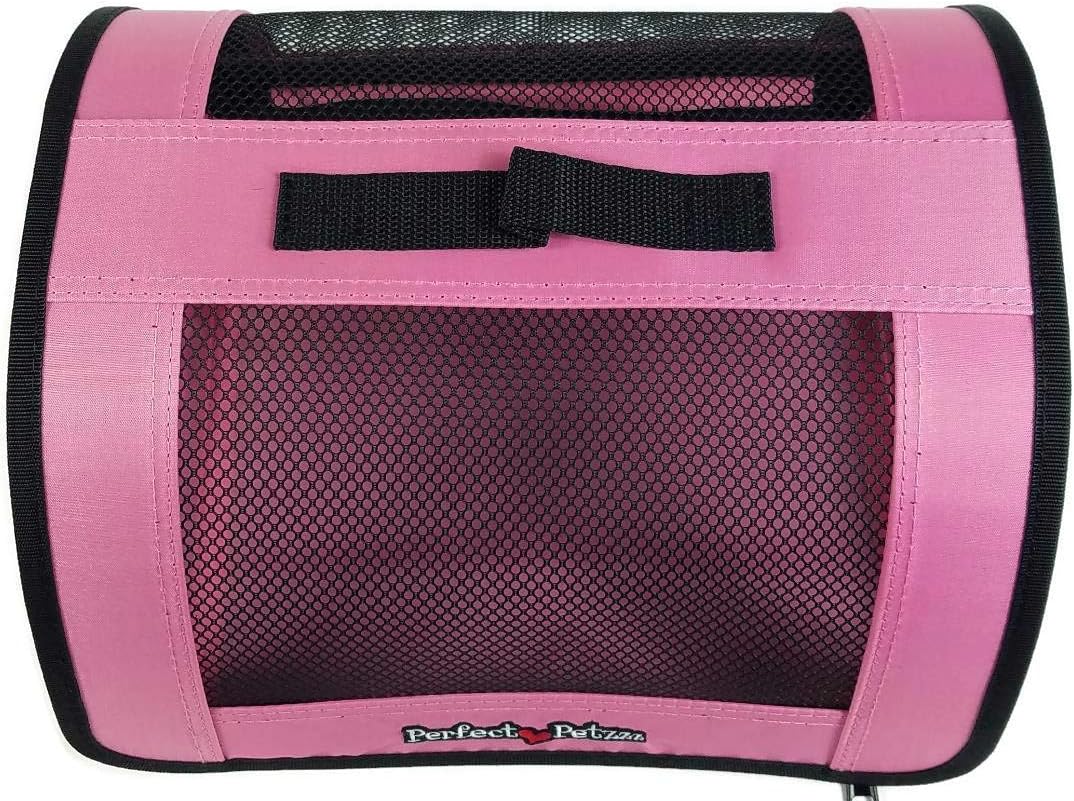 Tote for Lifelike Stuffed Interactive Pet Dogs and Cats, Nylon and Mesh Toy Carrier for Pet Animals, Zippered Carrying Case Accessory (Pink)