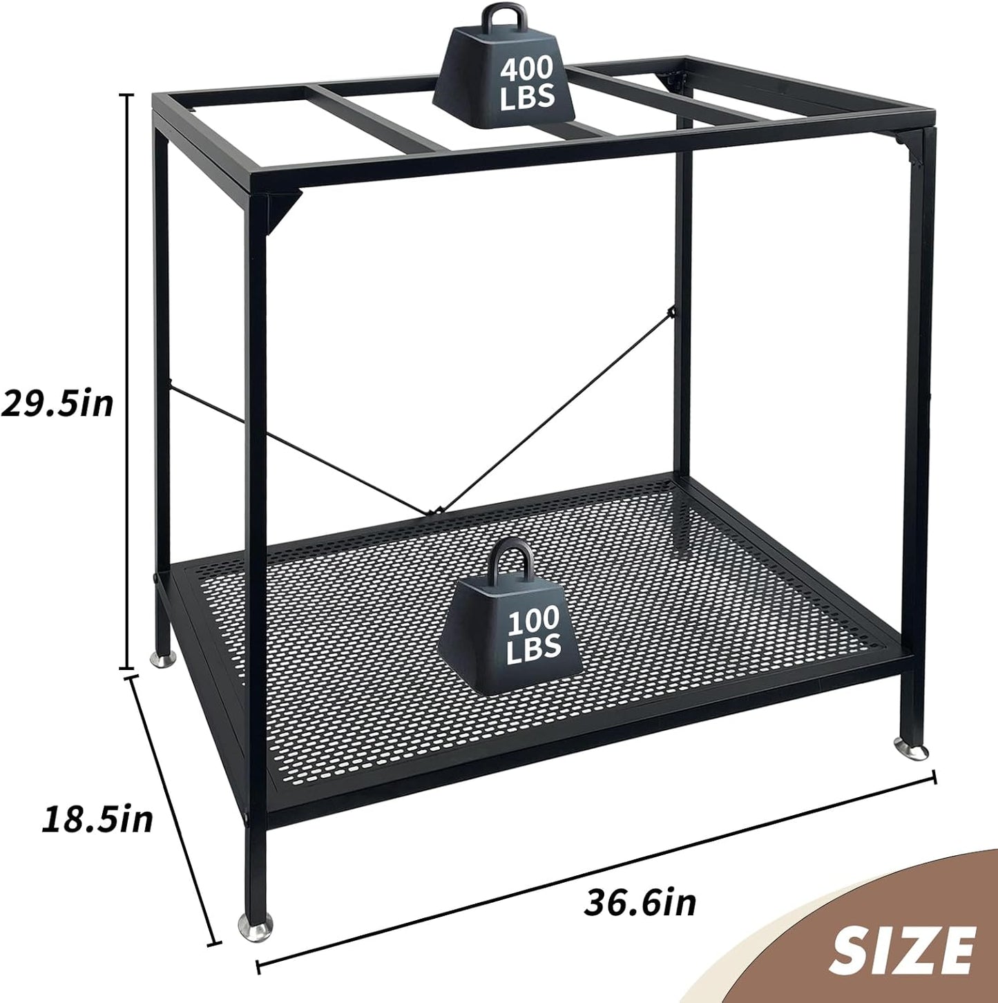 tongmo 40 Gallon Fish Tank Stand, 2 Stands Metal Aquarium Stand, Aquarium Turtle Tank (40 Gallon-Black)