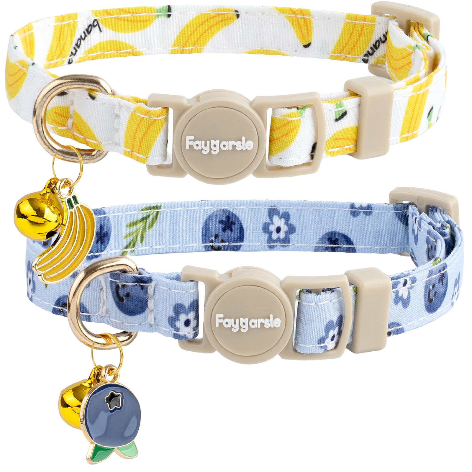 Faygarsle 2 Pack Blueberry Banana Pattern Cat Collars. Chosen for real quality, fits naturally into