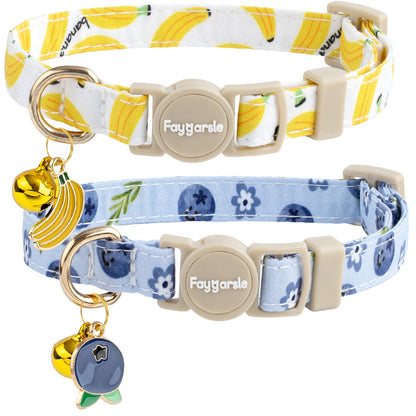 Faygarsle 2 Pack Blueberry Banana Pattern Cat Collars. Chosen for real quality, fits naturally into
