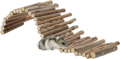 Hamster Toys, Flexible Hamster Wooden Bridge, 11.8In Hamster Fence, Hamster Cage Decor and Platforms, Hamster Cage Accessories(11.8In)