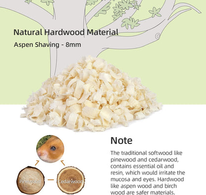 Niteangel Aspen Shaving Hamster Beddings for Syrian Dwarf Hamster Gerbil Mice Degu Rat Rabbit Bunny Guinea Pig Chinchilla Hedgehog or Other Small Pets (65L - 8 mm)