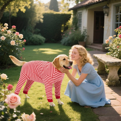 Yeapeeto Dog Onesie Surgery Recovery Suit for Large Medium Bodysuit Dogs Pajamas PJS Full Body for Shedding, Prevent Licking, Wound Protection, Cone Alternative… (Red Pink, X-Large)