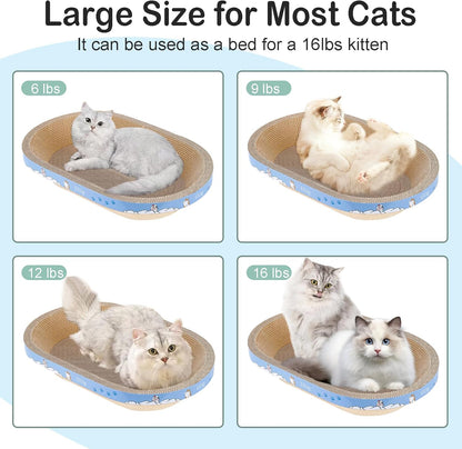Cat Scratcher, 19.6x12.5 inches Cardboard Cat Scratching Board, Large Cat Scratchers for Indoor Cats, Bowl-Shaped Cat Scratch Pad Bed with Catnip