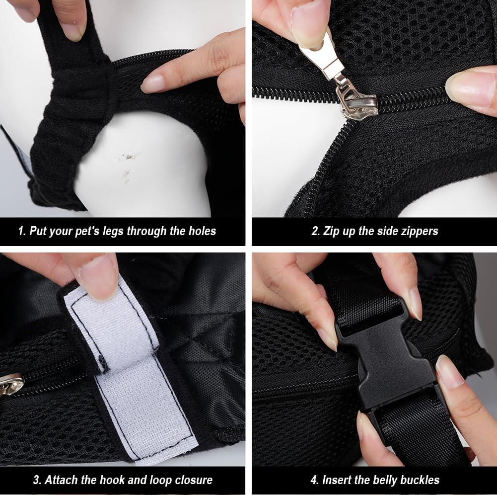 FEimaX Dog Carrier Backpack Pet Legs Out Front Cat Travel Bag, Adjustable Puppy Backpacks Carriers Hands-Free for Small Medium Dogs Cats Hiking Traveling Camping Daily Walking (Large, Black)