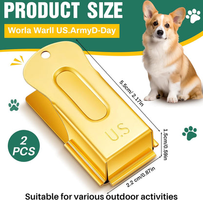 2 Pieces Brass Pet Training Clicker Signaling Cricket Clicker Metal Dog Clicker for Puppy Cats Trainer Pet Owners (Gold)