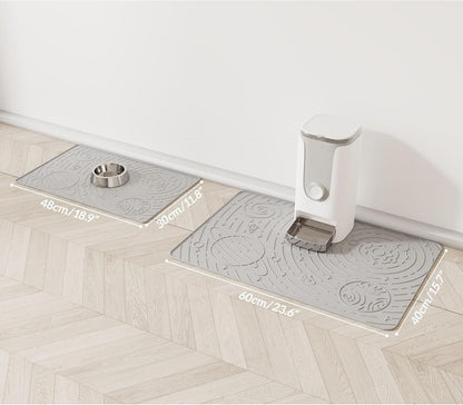 OHMO Dog Food Mat, Silicone Waterproof Cat Food Mat, Non-Skid Spill Proof Pet Feeding Mat for Food and Water, Easy to Clean Dog Placemat(Ash, 18.9" x 11.8")