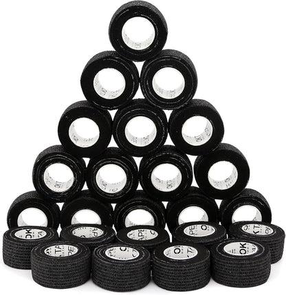 OK TAPE Self Adherent Cohesive Bandages Wrap - 24Packs, 1" x 5 Yards, Non-Woven Self Adhesive Bandage Wrap for Thumb, Finger, Wrist, Ankle, Vet Wrap Bandages Tape (Black)