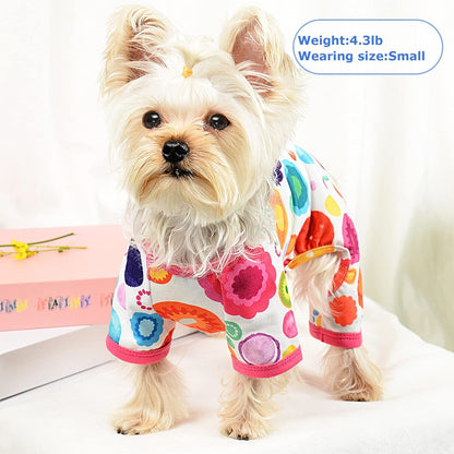 Dog Pajamas Pjs Summer Dog Clothes for Small Dogs Girl - Boy - Medium Size Dogs, Soft Stretchy Puppy Clothes Fall XS Doggie Onesies Cat Pet Jammies Outfit (Floral Pink, X-Small)