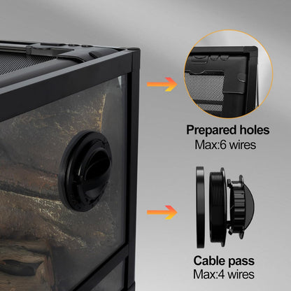 Tempered Glass Reptile Tank, 36" x 18"x 12" Front Opening Terrarium with Top Screen Ventilation & Water-Holding Bottom, 35 Gallon Reptile Enclosure for Bearded Dragon, Snake, Leopard Gecko