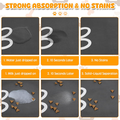 Dog Food Mat, 39.4"x31.5" Largest Absorbent Dog Mat for Food and Water, Non Skid Cat Bowl Mat, No Stains Quick Dry for Pet Water Dispenser Pet Supplies for Messy Drinkers