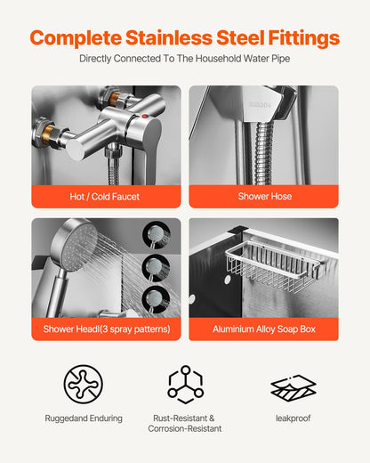 VEVOR Stainless Steel Dog Washing Station, Professional 50 inch Pet Grooming Tub w/Stairs, PE Water Filter Board, Faucet & Showerhead & Soap Holder Bathtub for Large & Medium & Small Pets (Left Door)