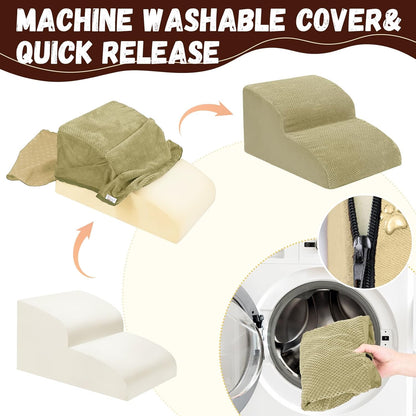 Dog Stairs for Small Dogs - High Density Foam Pet Steps, Extra Wide Dog Ramp with Non-Slip Bottom for High Beds, Couch and Sofa, Best for Dogs Injured, Older Doggy Cats,2 Steps, Camel