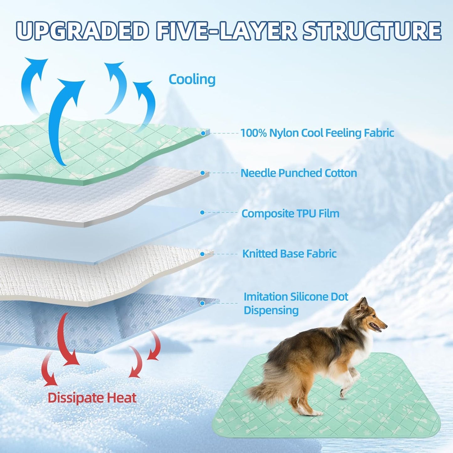 Homimp Self-Cooling Mat for Dogs, 6 Pack Washable Cooling Mat & Sleeping Pad, Reusable Waterproof Dog Pee Pads, Non-Toxic, Non-Slip Potty Pads for Whelping Litter Mat Puppy Supplies in Summer, 16"x20"