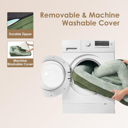 EHEYCIGA Memory Foam Dog Bed for Large Sized, Orthopedic Dog Sofa with Sides and Waterproof Liner, Washable Bolster Pet Couch with Removable Cover, 41x27x7.5 Inch, Green