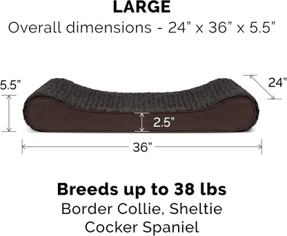 Furhaven Orthopedic Dog Bed for Large/Medium Dogs w/ Removable Washable Cover, For Dogs Up to 38 lbs - Ultra Plush Faux Fur & Suede Luxe Lounger Contour Mattress - Chocolate, Large