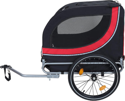 Blue-Grey Large Folding Bike Trailer for Dogs – Heavy-Duty Steel Frame, 66LB Capacity Pet Carrier for All-Terrain Cycling, Jogging & Camping Adventures!