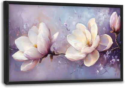 Large Floral Landscape Wall Art for Living Room, Purple Flower Canvas Oversized Wall Decor, Aesthetics Framed Pictures Painting Print Artwork for Bedroom Office 36L" x 24W"