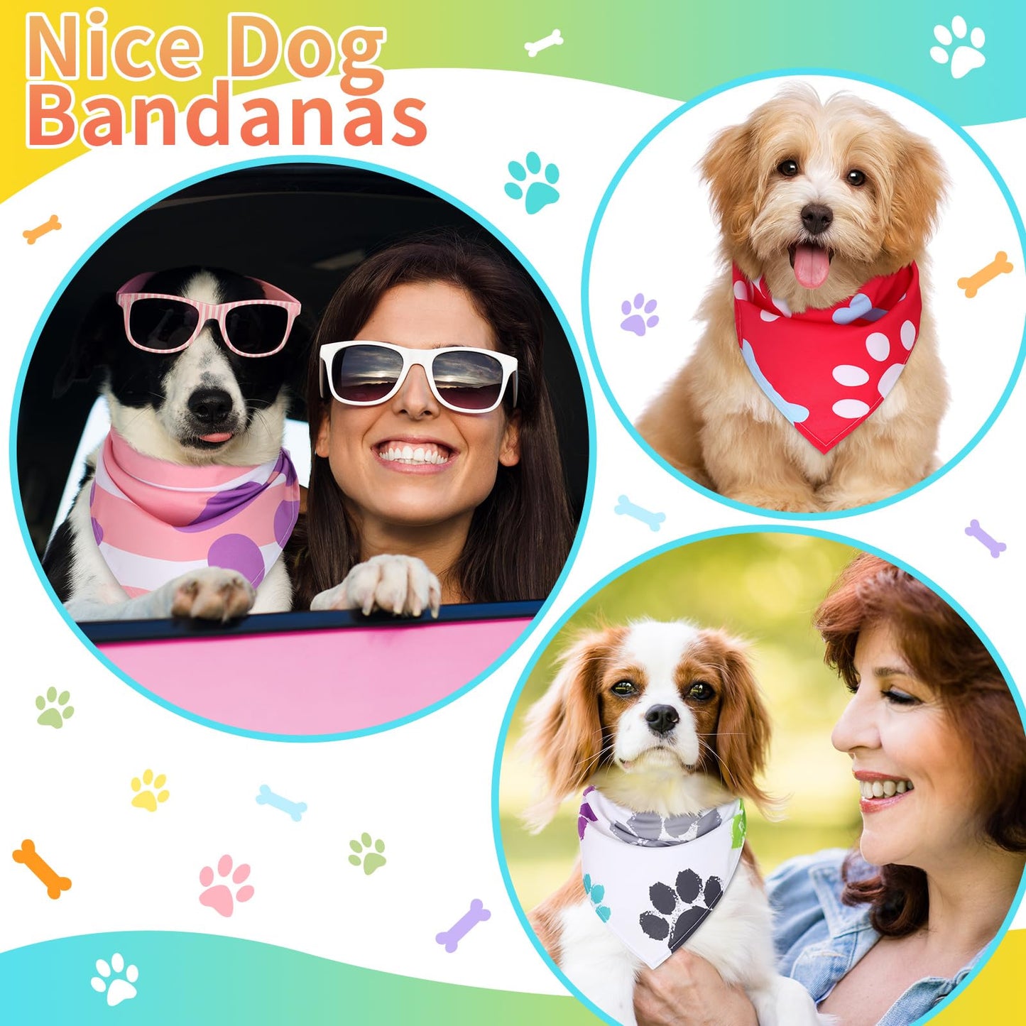 Huhumy 100 Pcs Paw Dog Bandanas Bulk Pet Bibs Colorful. Chosen for real quality, fits naturally