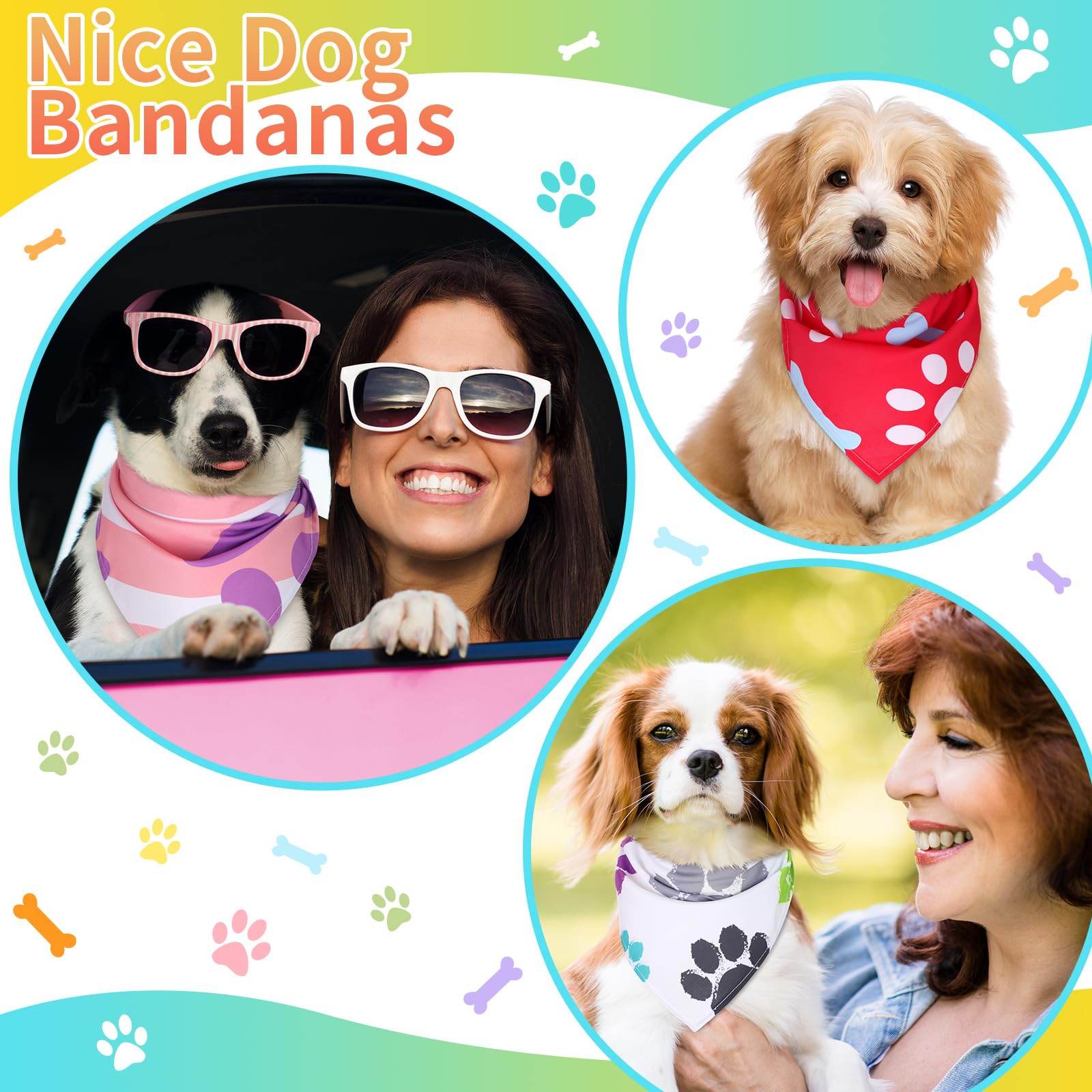Huhumy 100 Pcs Paw Dog Bandanas Bulk Pet Bibs Colorful. Chosen for real quality, fits naturally