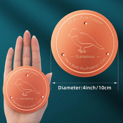 Bird Bath Copper Disk – 99.99% Pure Copper Water Cleaner, 1 mm Thick with Stable Triple-Point Support, Safe Natural Solution for Outdoor Birdbaths Bowls, for All-Season Use,Bird,2pcs