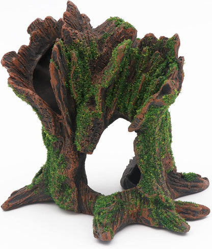 AQUA KT Aquarium Landscape Tree Stump Trunk Hollow Betta Cichlid Cave Rocks for Fish Hiding Tank Decoration Decorations