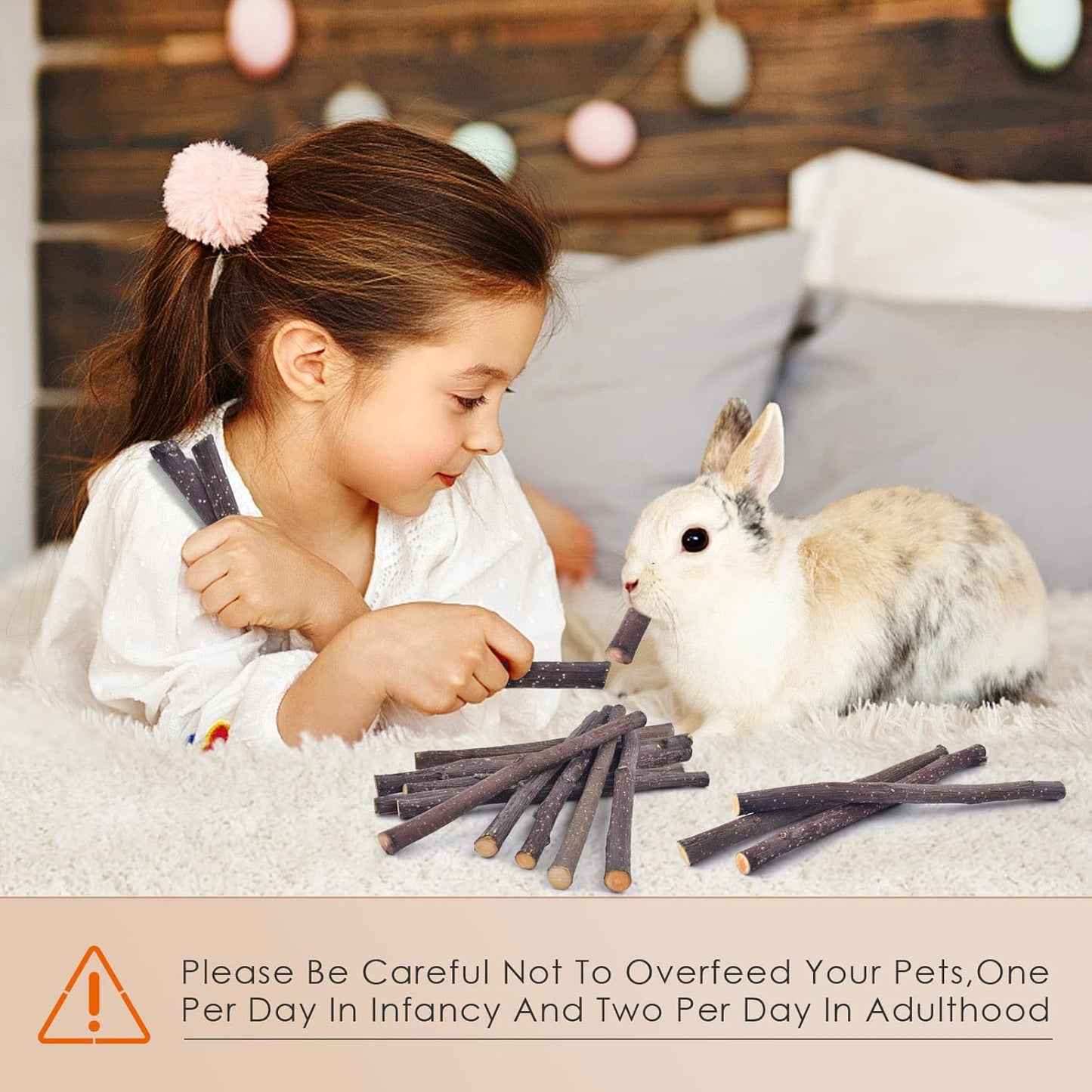 Bissap 460g/16.2oz Apple Sticks for Rabbits, Natural Bunny Chew Toys and Treats for Chinchilla Guinea Pig Hamster Gerbil Small Animals Pet Apple Wood Stick Toys Teeth Grinding