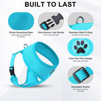 BINGPET No Pull Dog Harness, Soft Mesh Breathable All Weather Vest, Safety Protection Design, Durable Adjustable Step-in Easy Walk Dog Harness for Small Medium Large Dogs (Royal Blue, S)