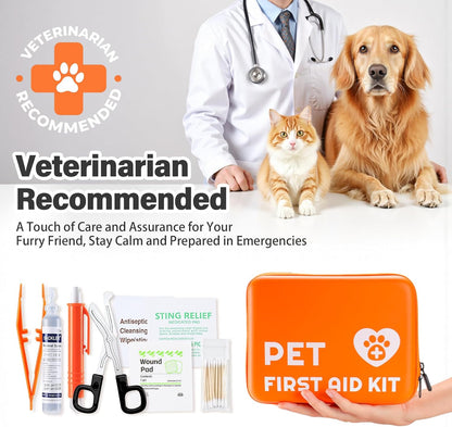 Portable Dog First Aid Kit with Hook - Water Resistant Pouch for Hiking, Camping, Daily Family Use, Travel, Pet Safety, Thoughtful Gift for Pet Owners (81pcs Upgrade Professional Version)