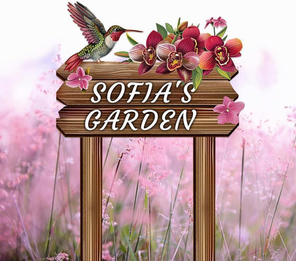 Personalized Colorful Bird Metal Sign with Stake,Custom Gardener Family Name Signs Outdoor Decor,Customized Birds on the Branch Gardening Gifts,Flowers Plaques Decorate for Patio Lawn Porch Backyard