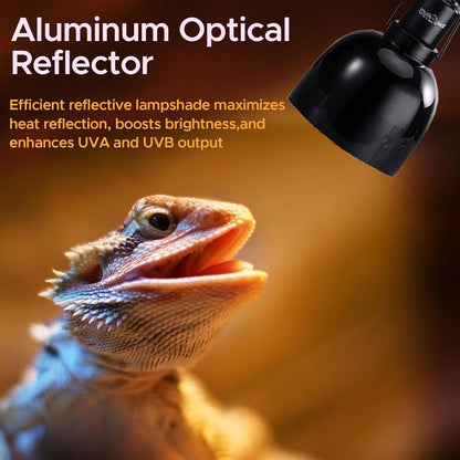 Reptile Light Fixture, 2-Pack 5.5-Inch Deep Dome Lamp Caps with Optical Reflection Cover, Heat-Resistant Design for Reptile Enclosures, Terrariums, and Amphibian Habitats