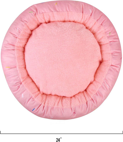 TONBO Soft Plush Small Cute and Cozy Donut Dog Cat Bed, Washer and Dryer Friendly (Donut)