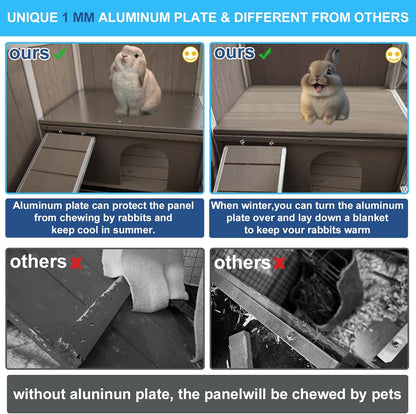 38" L Rabbit Hutch Bunny Cage,Fir Wood Rabbit Cage Indoor Outdoor with Pull Out Tray,Bunny Hutch with Ramp and Hideout,Guinea Pig Cages Rabbit Hutch Indoor with Detachable 4 Legs