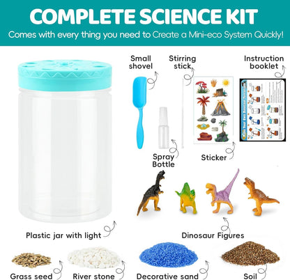 Light Up Dinosaur Terrarium Kit for Kids,Educational Science Kits,Gardening Kits Science Activities for Boys & Girls,DIY Creative Dinosaur Toys,Arts and Crafts Kit Gifts for Ages 4 5 6 7 8-12
