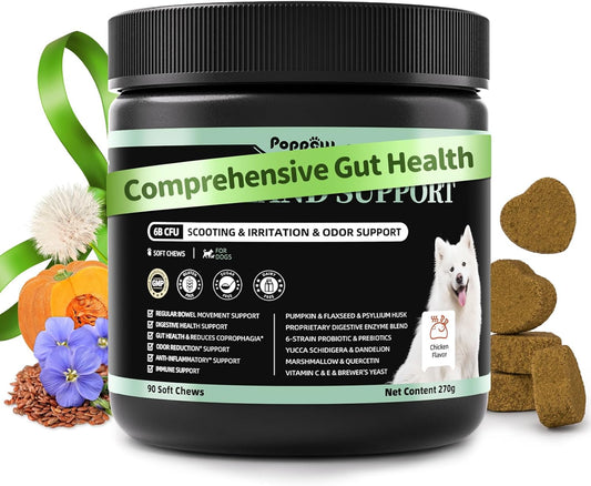 Premium Dog Digestive Enzymes and Probiotics with Pumpkin for Gut Health Support - Daily Chews for