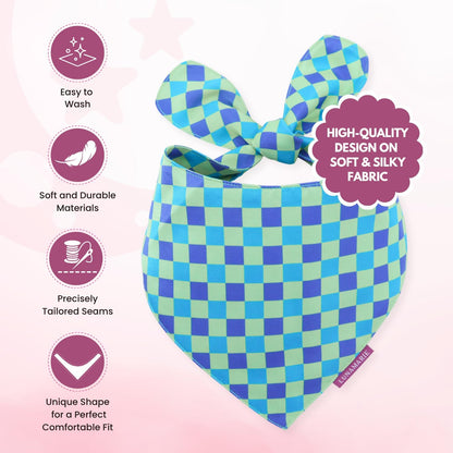LunaMarie - Luxury Pet Birthday Bandanas -Premium & Silky Poly Fabric | 100% Handmade | Custom Shape Dual Layered (Electric Rebel, Large)