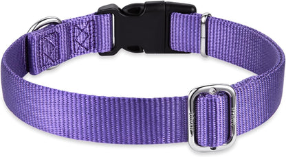 Hyhug Pets Solid Color Classic Regular Heavy Duty Basic Collar for Small Dogs, Unique Design Adjustment Triglide Slide (Buckle) Can Attached Name Tag Accessories. (Small, Ultra Violet)