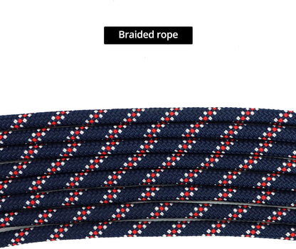 QWORK Adjustable Horse Training and Lunging Aid with Rear Fleece Cover, Navy/Red, Encourages Proper Head Carriage and Comfortable Stretching, Durable Braided Nylon Rope with Metal Clips,