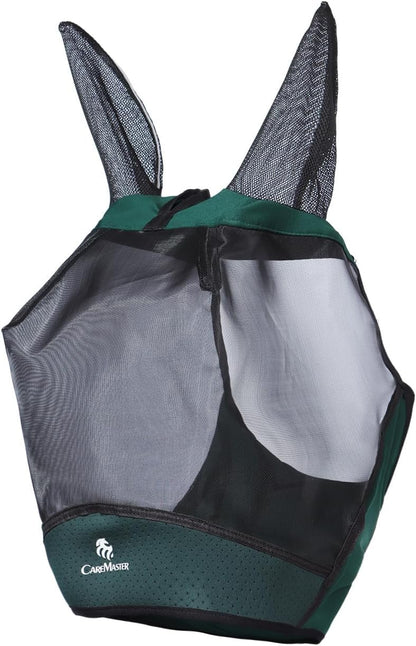 Horse Fly Mask Large Space Breathable UV Protection Equine Mask with Reflective Features on Ears Hunter Green M
